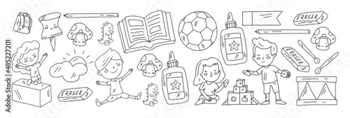 School  preschool  education. Creativity and imagination. Little children online education  e-learning.