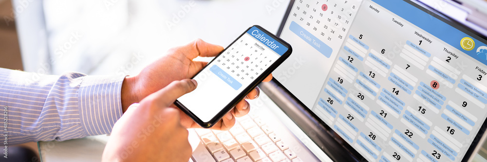 African American Doing Calendar Schedule Planning African American Doing Calendar Schedule Planning