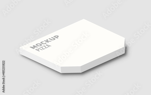 White pizza box top view. Empty package boxes and delivery packages mockup 3d.