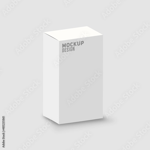 White cardboard rectangular box mockup. White blank cardboard package boxes mockup isolated on white background. Vector illustration.