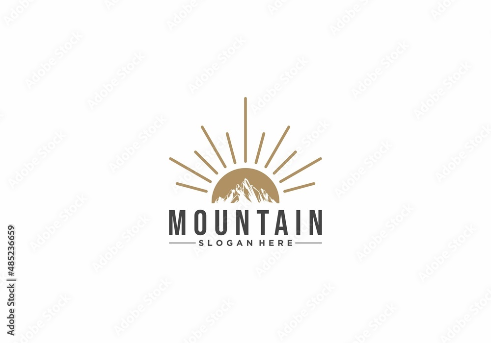 Fototapeta premium simple mountain logo template in white background