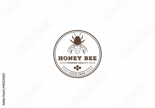 honey bee logo template vector, icon in white background