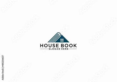house book logo combining book and house