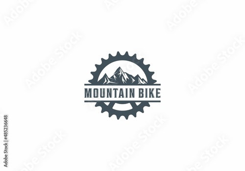 mountain bike logo template in white background
