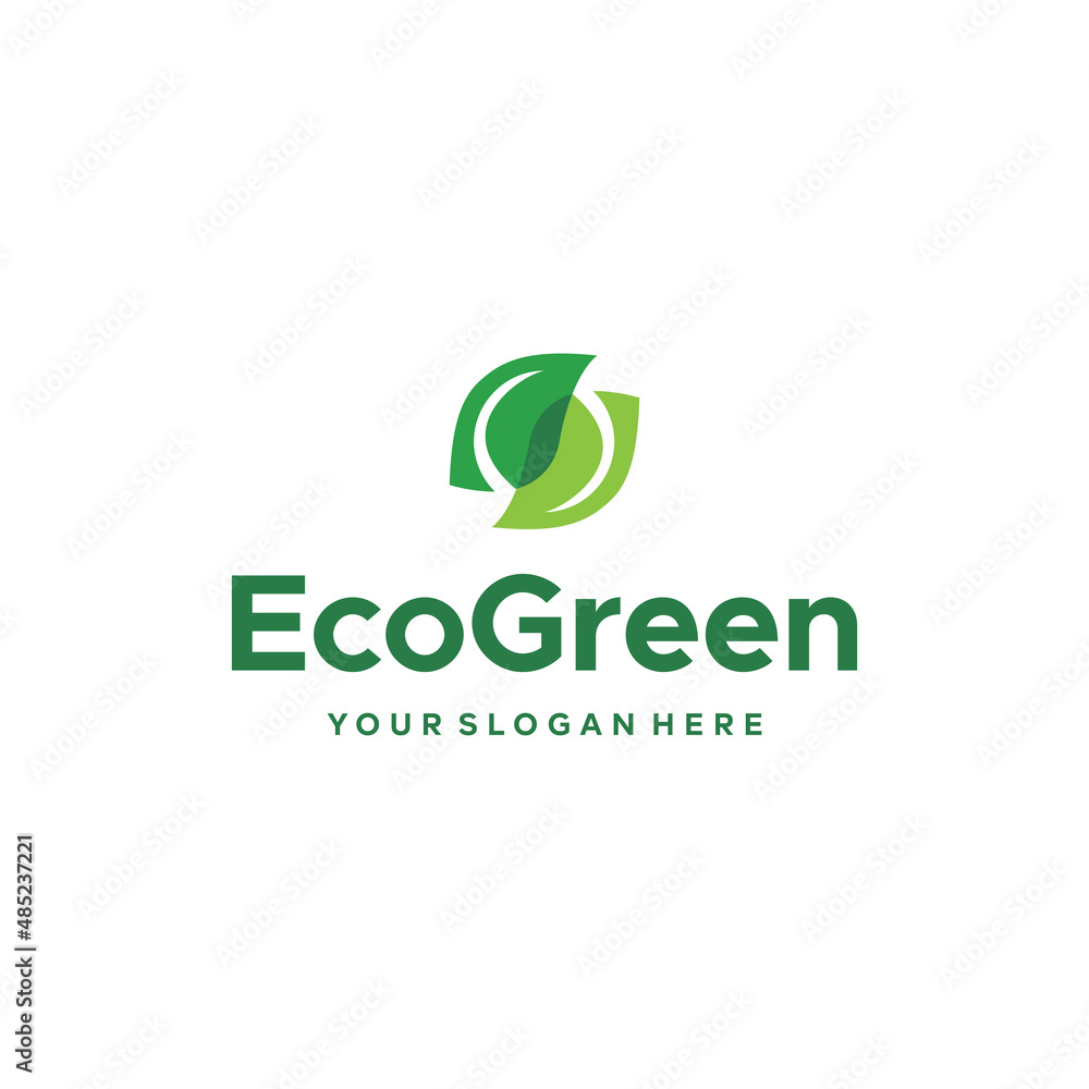 minimalist EcoGreen leaf leaves plants logo design