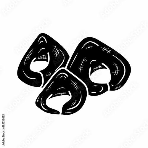 arrangement of tortellini pasta glyph solid hand drawn doodle illustration vector logo icon