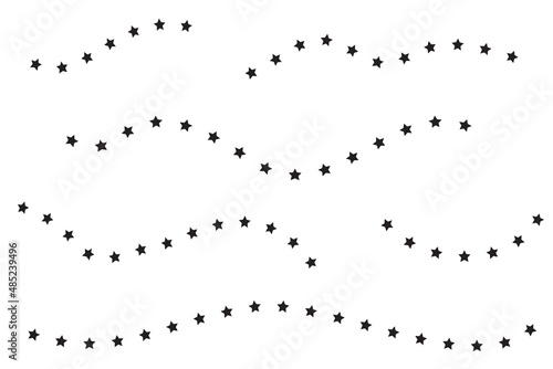 Set Vector Black waving line from star Shape, Isolated on White