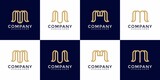 Set of creative monogram letter m logo design template