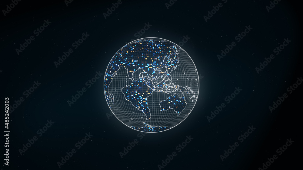 Naklejka premium Technology Digital Earth World on Space Background