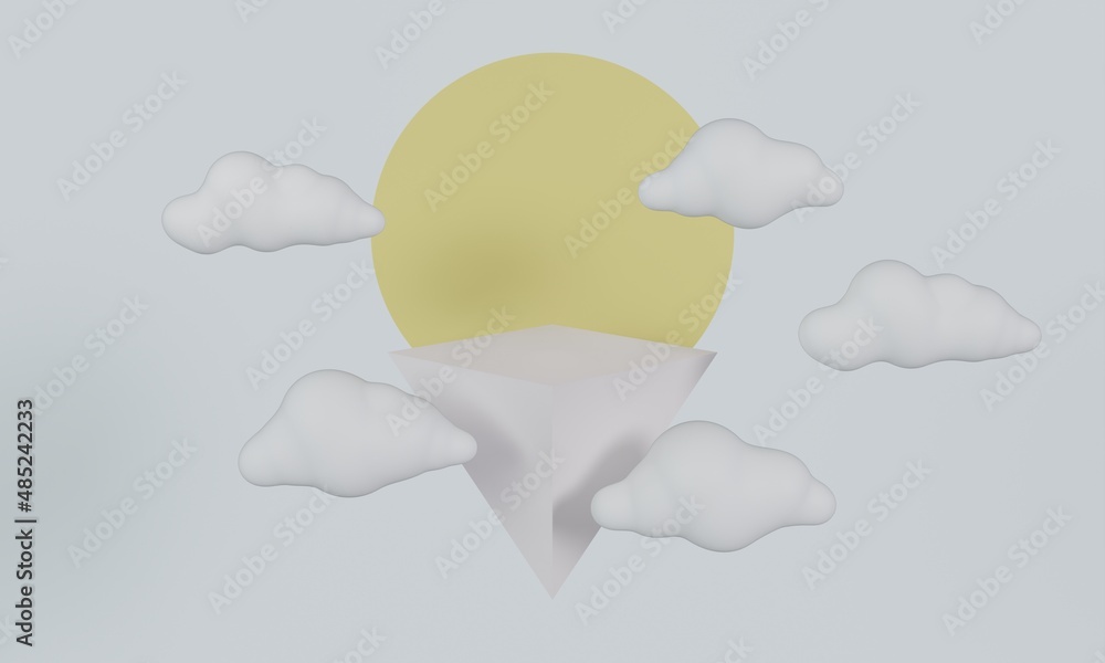 3D Rendering Sun and cloud on sky Minimal Mockup Podium Product Showcase 3D illustration Stage Background