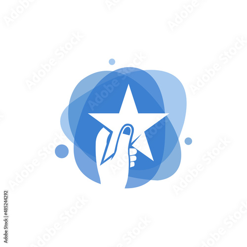 hand reach star logo design vector illustration