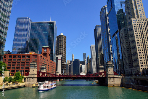 Urban architecture street landscape of Chicago, USA