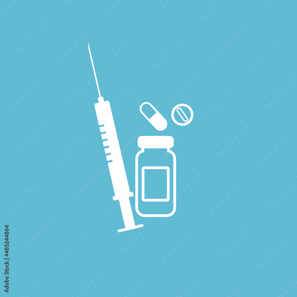 Vaccine and medicine icon. Vector icon minimalist design.