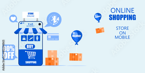 online shopping Shopping concept on smartphone online store app.