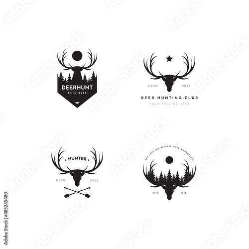 Set of badges deer head labels logo design elements. Premium retro vintage symbols. Vector illustration. photo