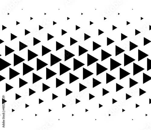 Triangle halftone texture, pattern. Geometric, angular vector design element, illustration