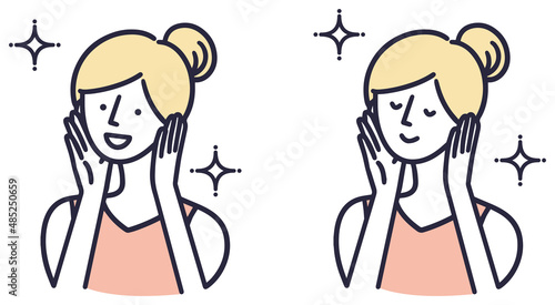 美肌　綺麗な女性　シンプルイラスト