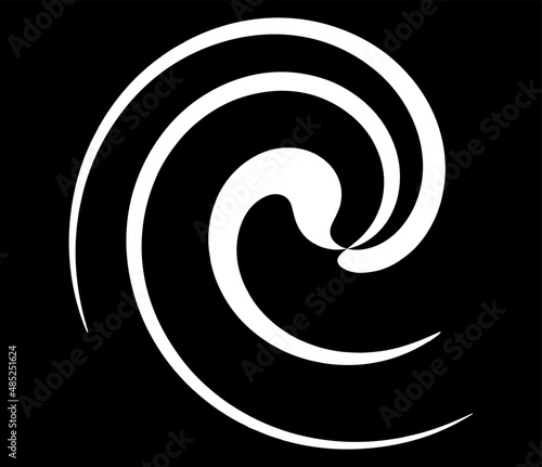 Swirl twirl, spiral, vortex shape. Circular, radial lines element with rotation effect
