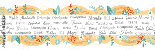danke blumen, muster, nahtlos, sprachen, international, europa, persisch, arabisch, deutsch, englisch, banderole