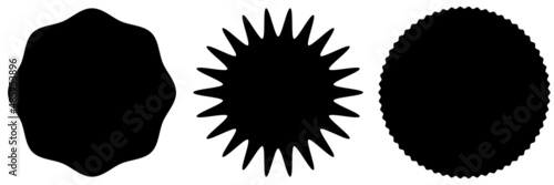 Starburst, sunburst price tag, label icon with blank, empty space. Price flash button, pin shape