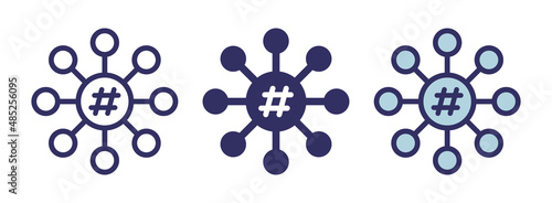 Social network icon set. Network connection isolated on white background.