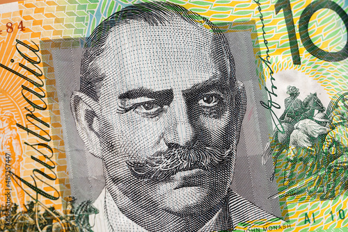 100 Australian dollar paper money. Macro photo photo