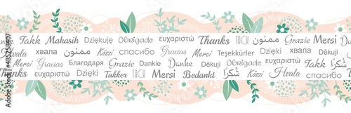 danke banderole, blumen, muster, nahtlos, sprachen, international
