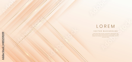 Luxury abstrct geometric overlapping light brown backround with golden diagonal lines sparkle.
