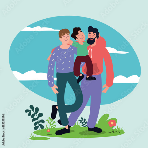 family, gay couple with son