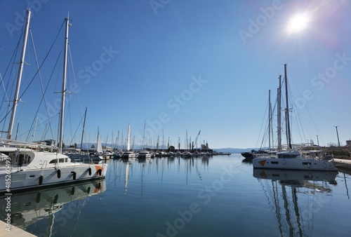 preveza city new port yatches boats ships in lbue sea and sunny winter day in greece © sea and sun