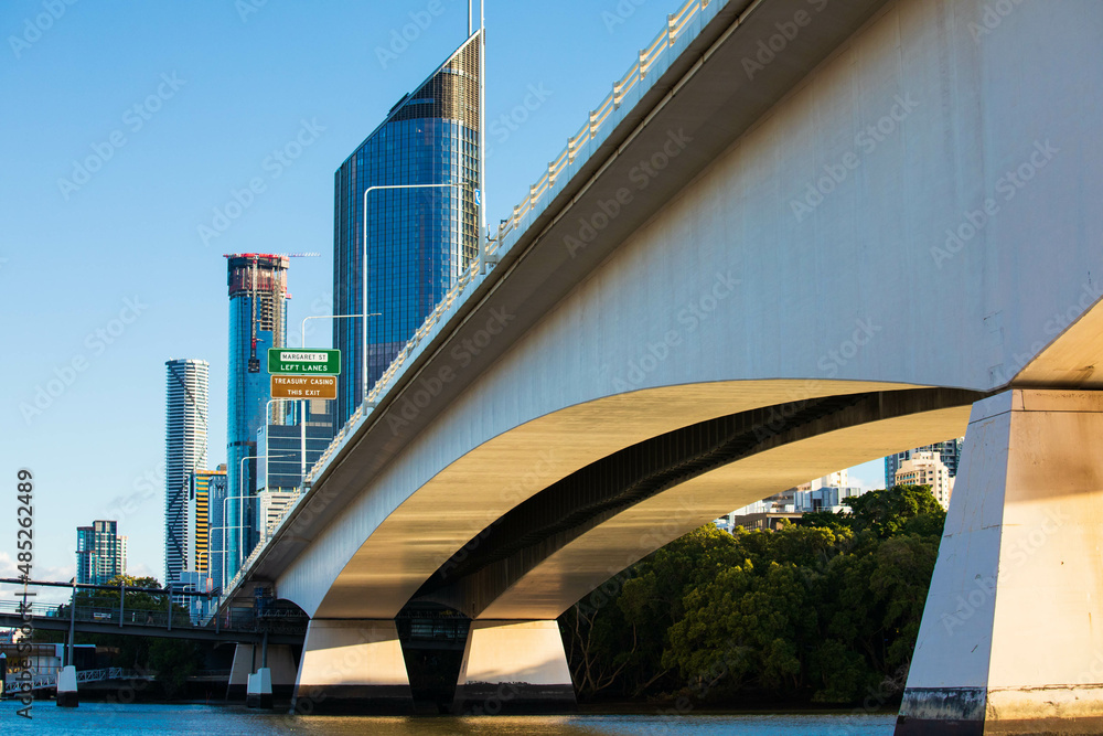 The underside structure of the Captain Cook bridge leading northwards to the Brisbane City The underside structure of the Captain Cook bridge leading northwards to the Brisbane City