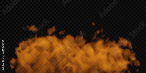 Fog or smoke isolated special effect on transparent background. Red vector cloudiness, mist or smog background. Vector illustration