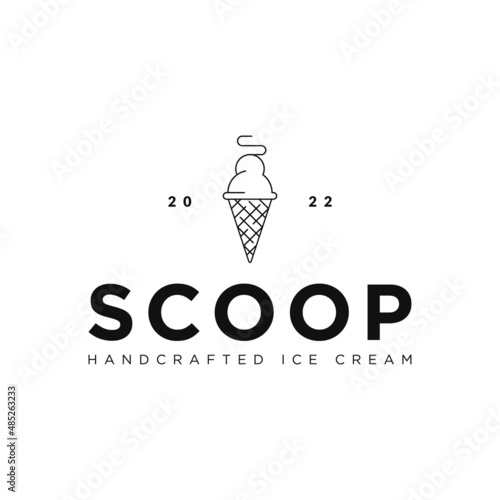 abstract ice cream line scoop logo icon. letter S ice cream logo