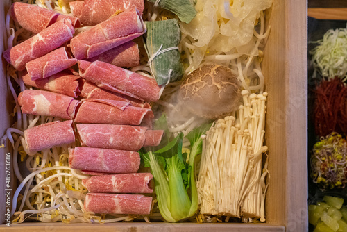 Korean steamed bowl with beef and vegetables
