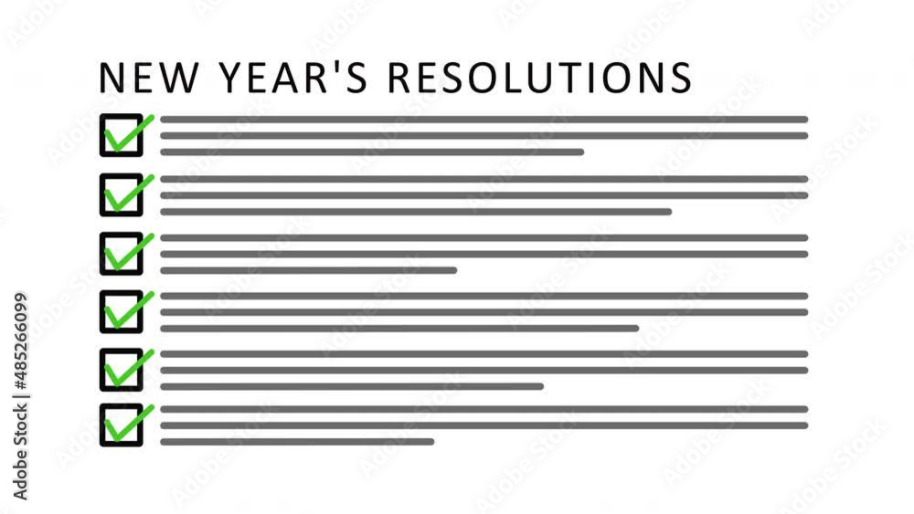 New Year's Resolutions Check Mark List Animation with Box and Check Sign on Black Background New Year's Resolutions Check Mark List Animation with Box and Check Sign on Black Background
