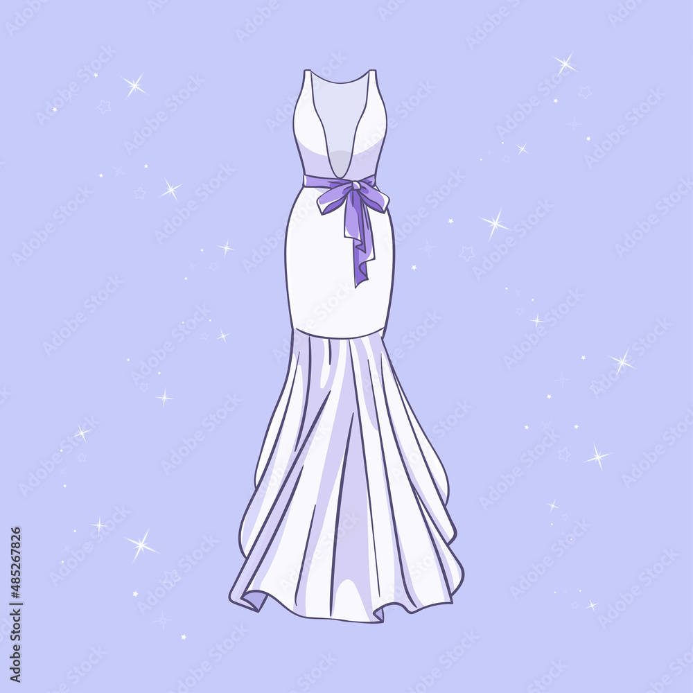 Model of a wedding dress with sequins around Model of a wedding dress with sequins around