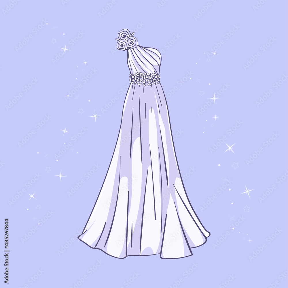 Model of a wedding dress with sequins around Model of a wedding dress with sequins around