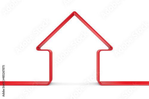 red house on white background. Isolated 3d illustration