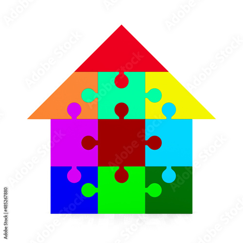 house from puzzles on white...