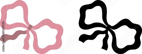 Bows. Bow knotted ribbon. Isolated vector illustration.