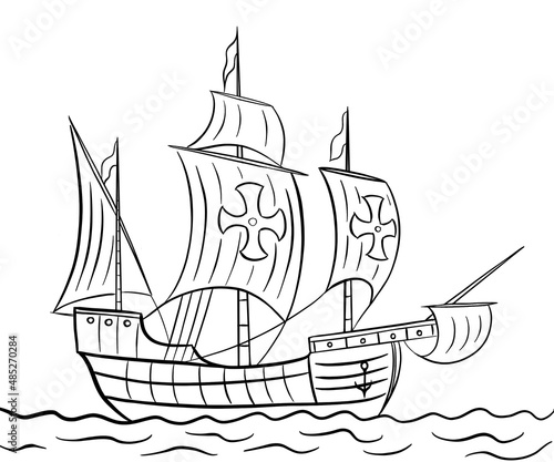 The ship of christopher Columbus Saint Mary coloring page photo