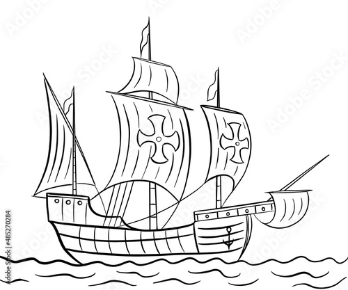 The ship of christopher Columbus Saint Mary coloring page