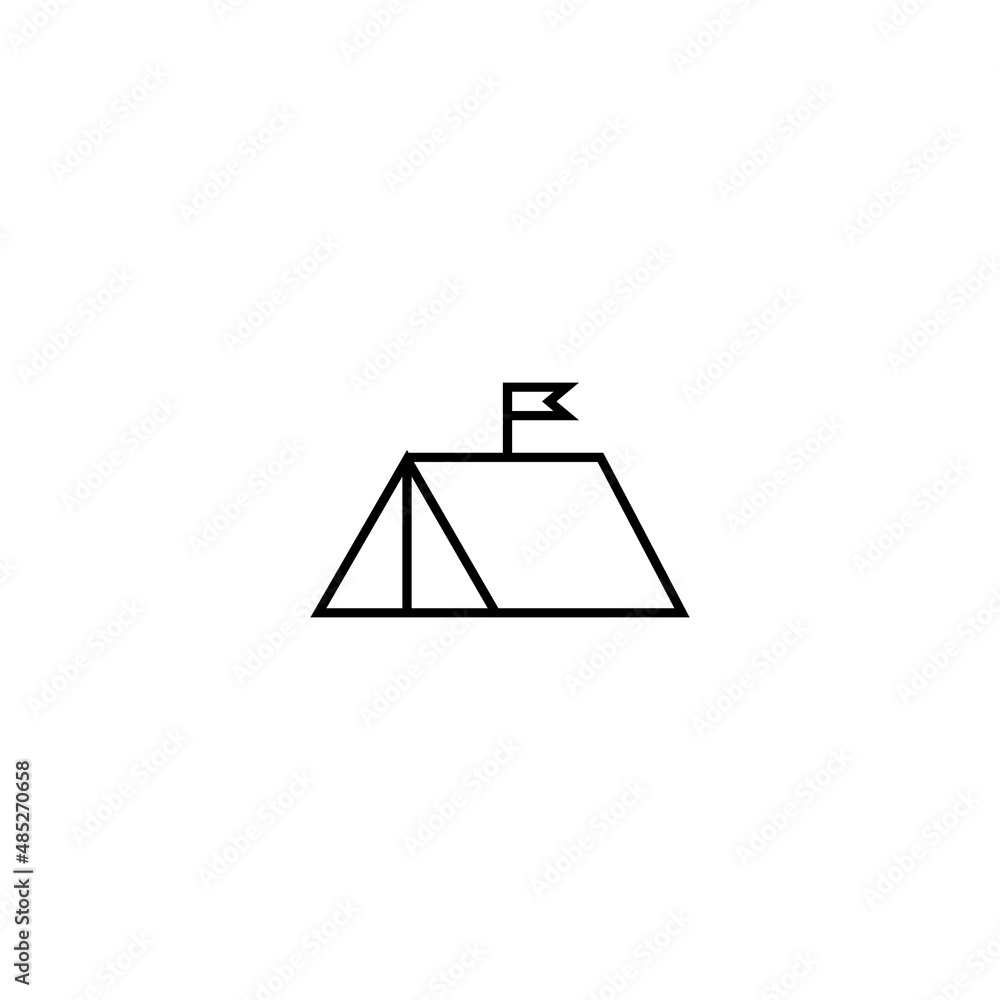 Travel, vacation and summer holiday concept. Vector outline symbol for sites, advertisement, stores etc. Line icon of tent Travel, vacation and summer holiday concept. Vector outline symbol for sites, advertisement, stores etc. Line icon of tent