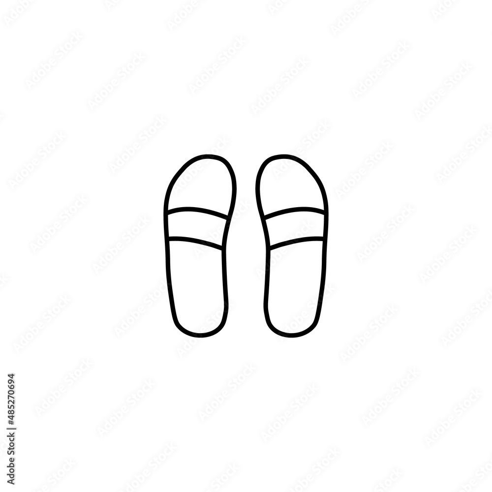 Travel, vacation and summer holiday concept. Vector outline symbol for sites, advertisement, stores etc. Line icon of flip flops Travel, vacation and summer holiday concept. Vector outline symbol for sites, advertisement, stores etc. Line icon of flip flops