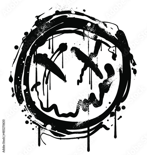 grunge hand drawn graffiti icon spray paint  illustration with dripping ink effects