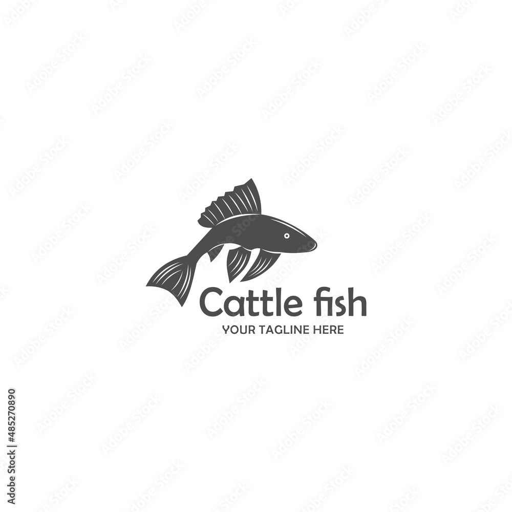 Naklejka premium Cattle fish logo design inspiration with gray color. 