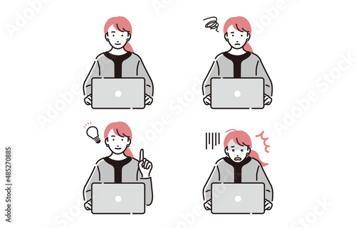 パソコンを操作するビジネスパーソン女性