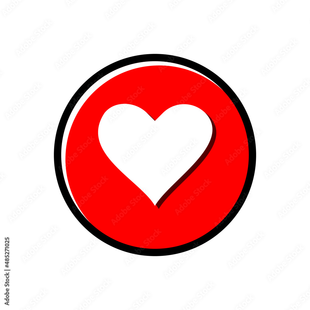 Heart icon Illustration sign design. A heart icon. A heart vector sign. White heart icon in red circle vector.
