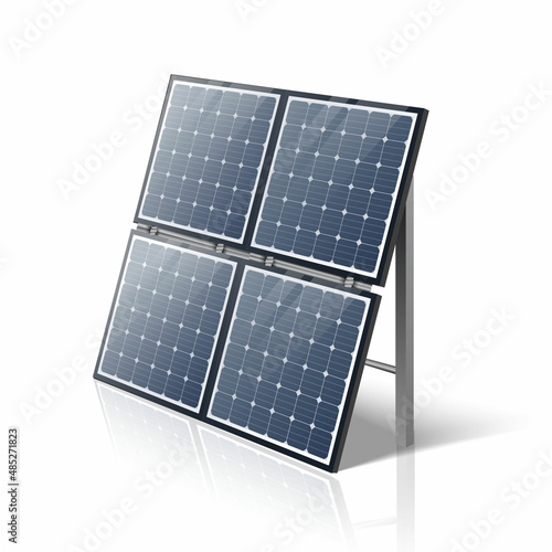 3d realistic vector icon set.  Alternative solar energy panel in side and front view.