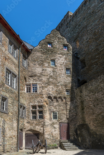 Building in the courtyard of the castle of Runkel, Hesse, Germany